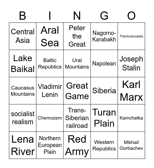 R and R Bingo Card