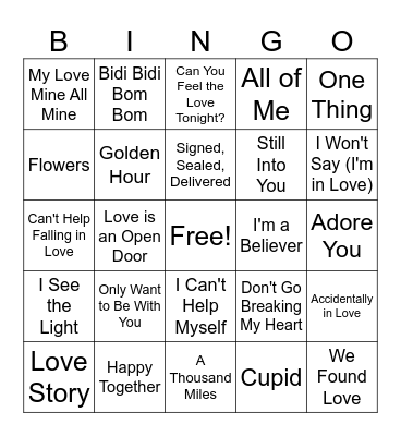 Valentine's Day Bingo Card