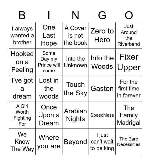 Disney Bingo Card