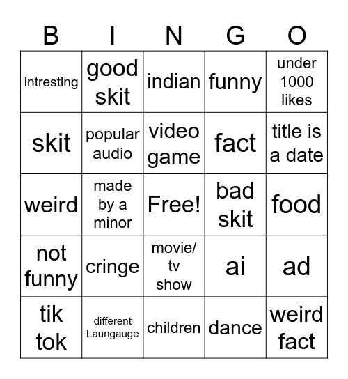 Untitled Bingo Card