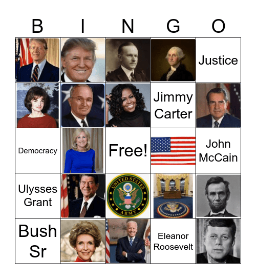 Presidents Day Bingo Card
