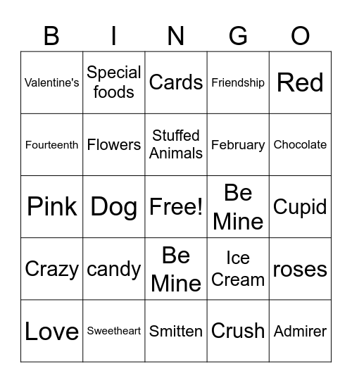 Valentine Fun!! Bingo Card