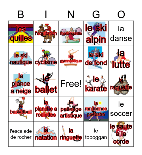 Les Sports! Bingo Card