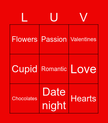 Valentines Bingo Card