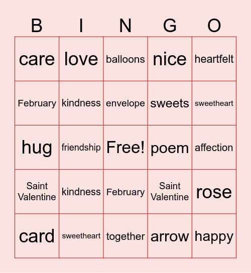 Valentine Bingo Card