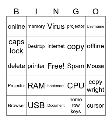 Intro to Computers Bingo Card