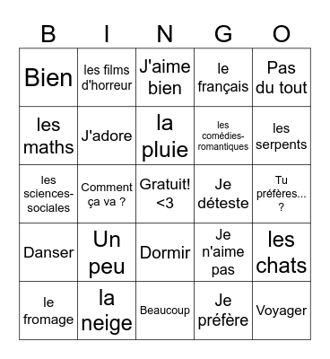 Bingo Saint-Valentin Bingo Card