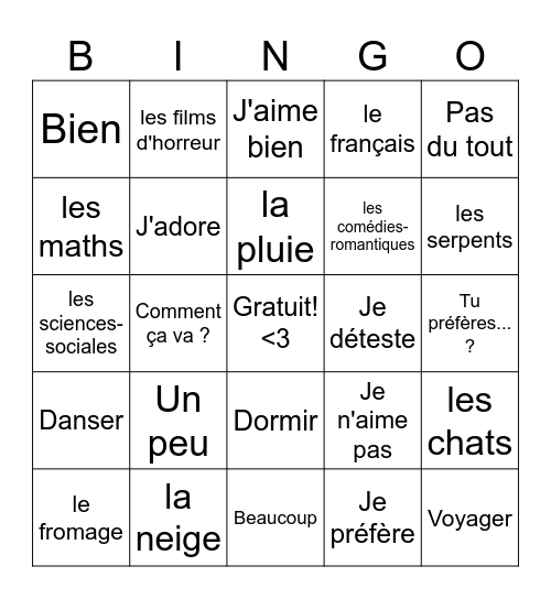 Bingo Saint-Valentin Bingo Card