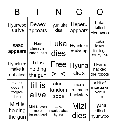 ALIEN STAGE HYUNLUKA Bingo Card