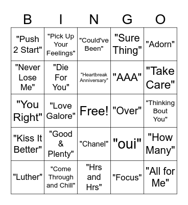 R&B Bingo Card