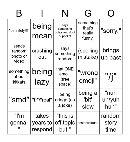 !!  Kit's bingo !! Bingo Card