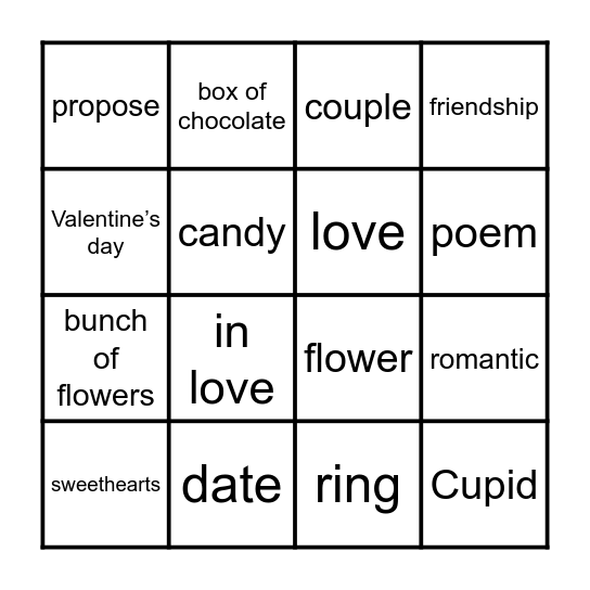 Valentine's Day Bingo Card