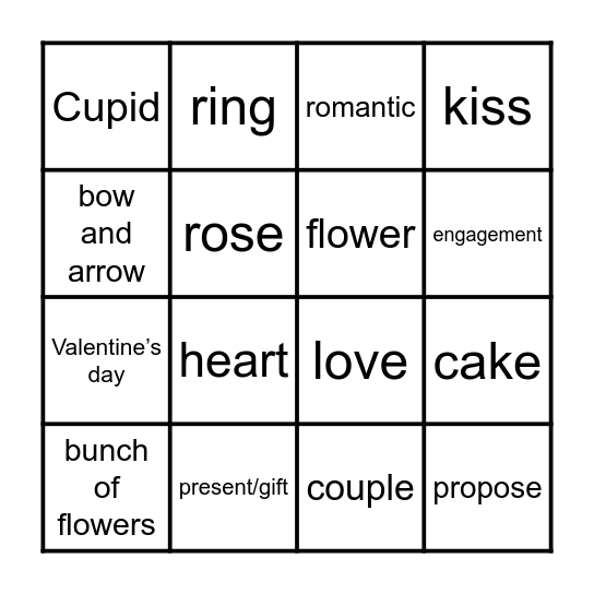 Valentine's Day Bingo Card