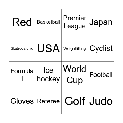 Sports Bingo Card