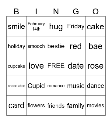 Valentine's Day Bingo Card