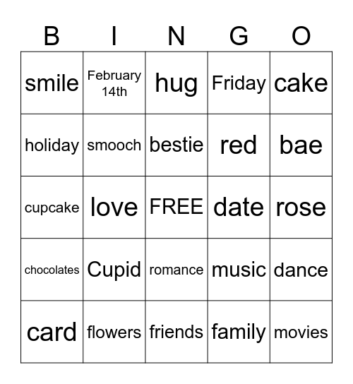 Valentine's Day Bingo Card