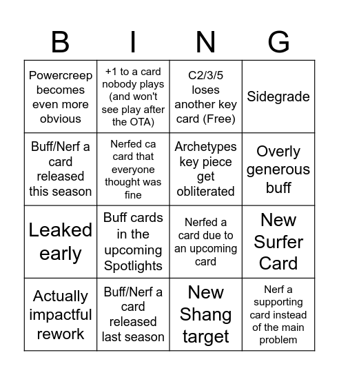 OTA BIngo Card