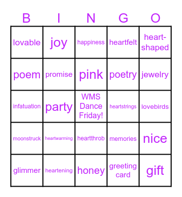 G-P Valentine Bingo Card