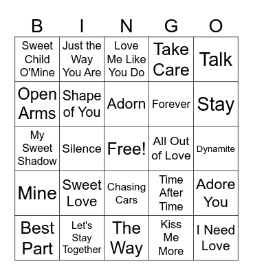 Valentine's Day Bingo Card