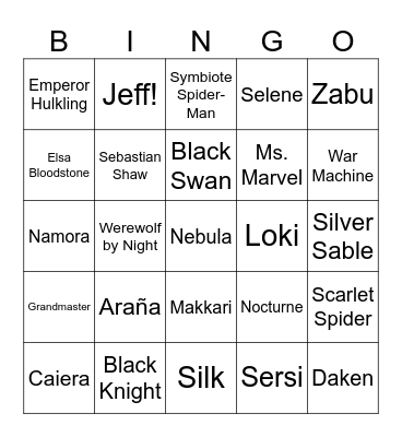 Series Drop Bingo Card