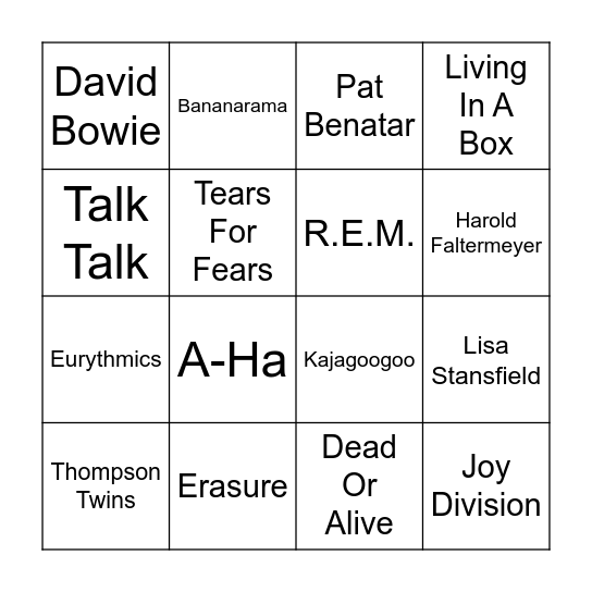 Artist Round Bingo Card