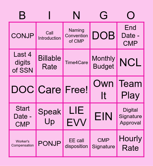 PPL BINGO Card