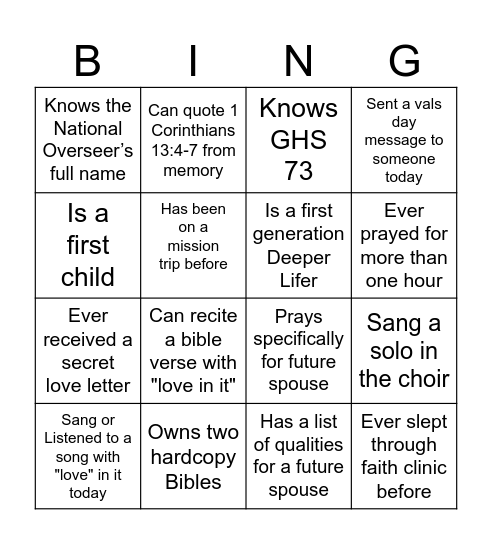 Is This Love? Bingo Card