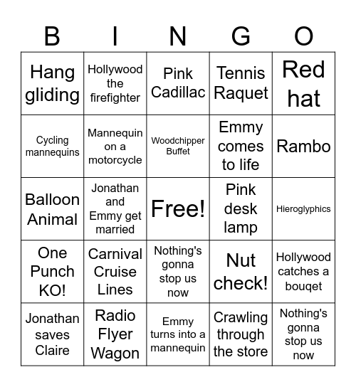 Mannequin V-Day Bingo Card
