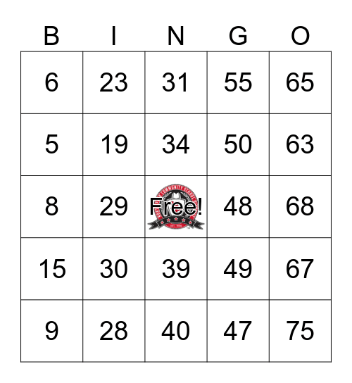 Number Bingo 1-75 Bingo Card