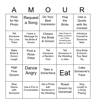 Felicia & Jason Cover All Bingo Card