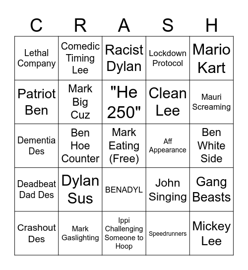 RDC Stream Bingo Card Bingo Card