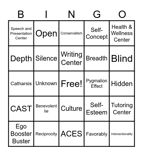 Chapter 3 Bingo Card