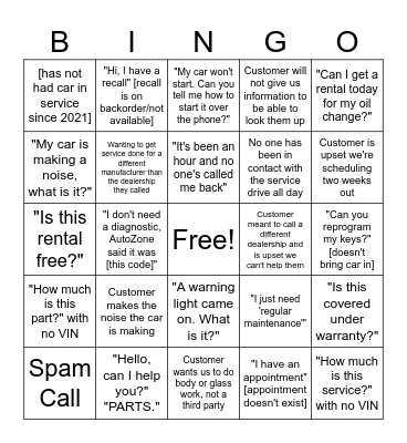 Lithia Bingo! Bingo Card
