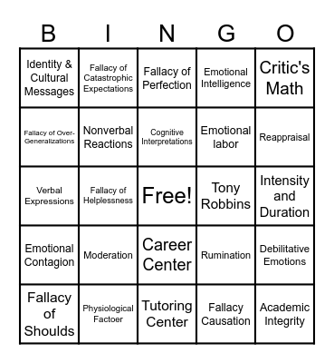 Chapter 5 Bingo Card