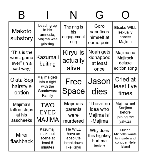 Pirate Yakuza Bingo Card