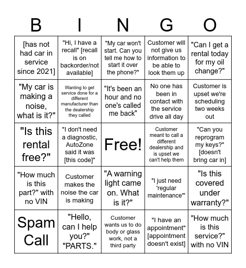 Lithia Bingo! Bingo Card