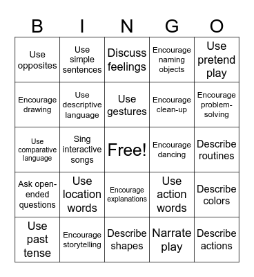 PreK Bingo Card
