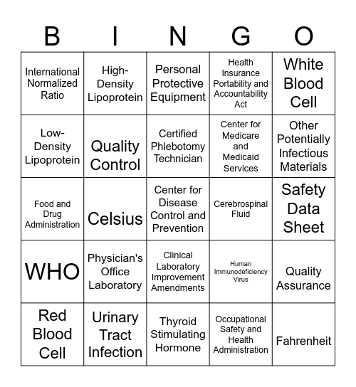 Chapter 46 Abbreviation Bingo Card