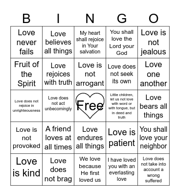 Valentine's Day Bingo Card