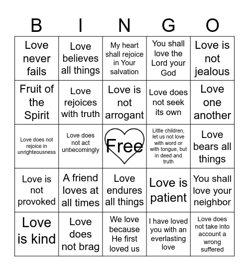 Valentine's Day Bingo Card