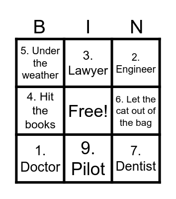 Professions + Idioms Bingo Card