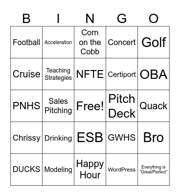 CTED Bingo Card