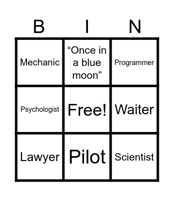 Professions + Idioms Bingo Card