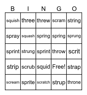 3-Letter Blends Bingo Card