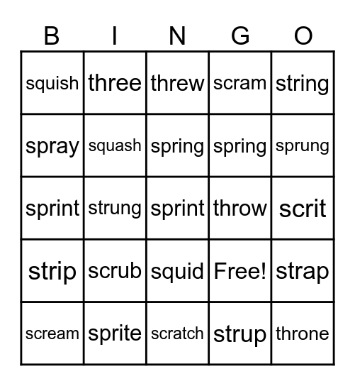 3-Letter Blends Bingo Card