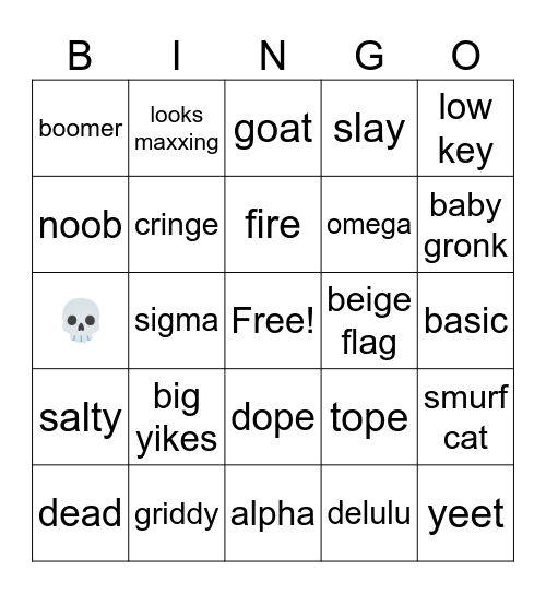 Brainrot Bingo Card