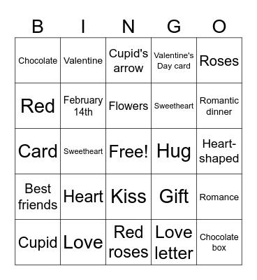 Valentines Day Bingo Card