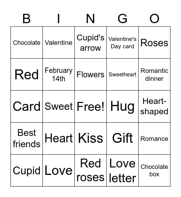 Valentines Day Bingo Card