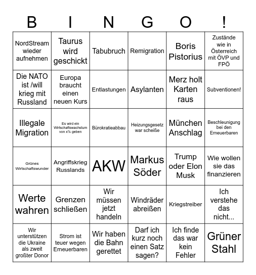 PolitBingo Card