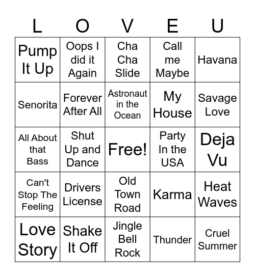 Molly's Birthday Music Bingo Card